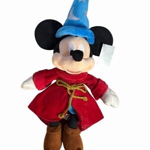 Disney Store Fantasia Sorcerer Mickey Mouse Plush Stuffed Animal Blue Red